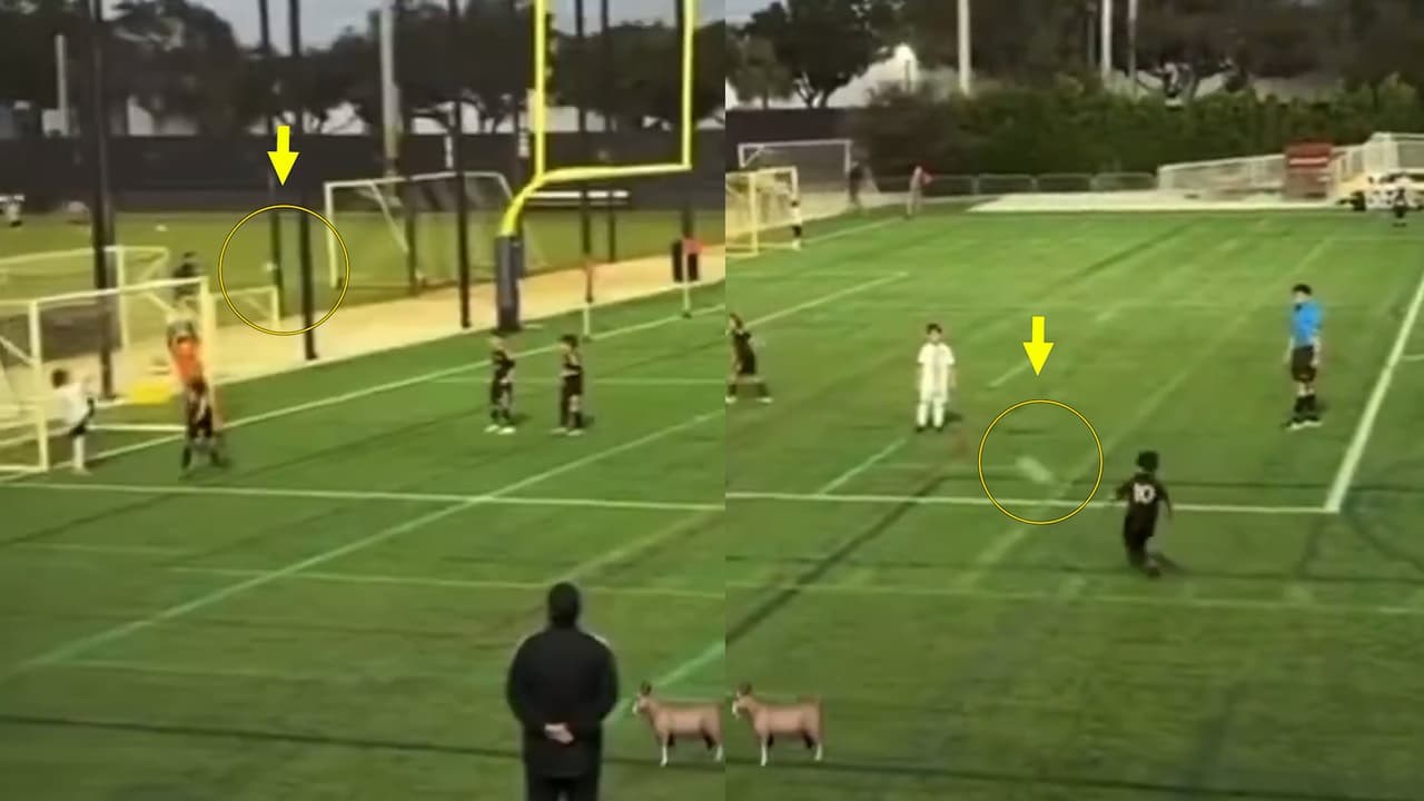 Hijo menor de Messi se hace viral con tremendo golazo de tiro libre