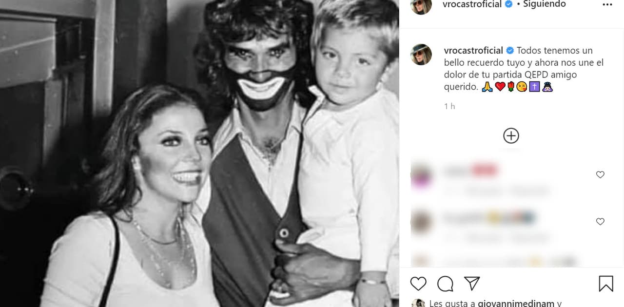 Verónica Castro publicó una añeja foto en la que aparece al lado del comediante y escribió: "
<b><a href="https://www.instagram.com/p/CMKqIEpnAZQ/?igshid=rvdl5ta0ye17" target="_blank">Todos tenemos un bello recuerdo tuyo</a></b> y ahora nos une el dolor de tu partida".