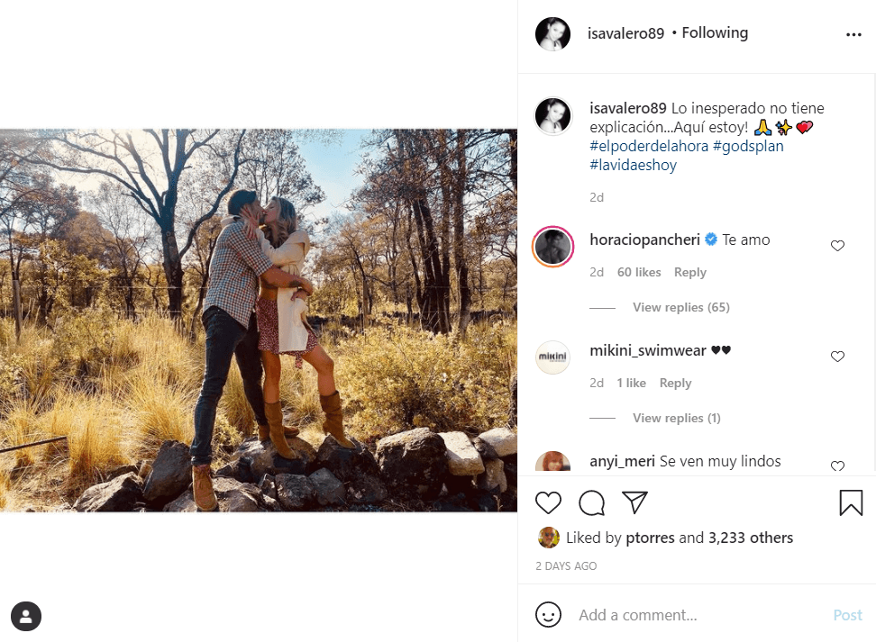 El mismo día Isa Valero confirmó su amor con esta fotografía: "Lo inesperado no tiene explicación... ¡Aquí estoy! #elpoderdelahora #godsplan #lavidaeshoy", escribió.
<br>