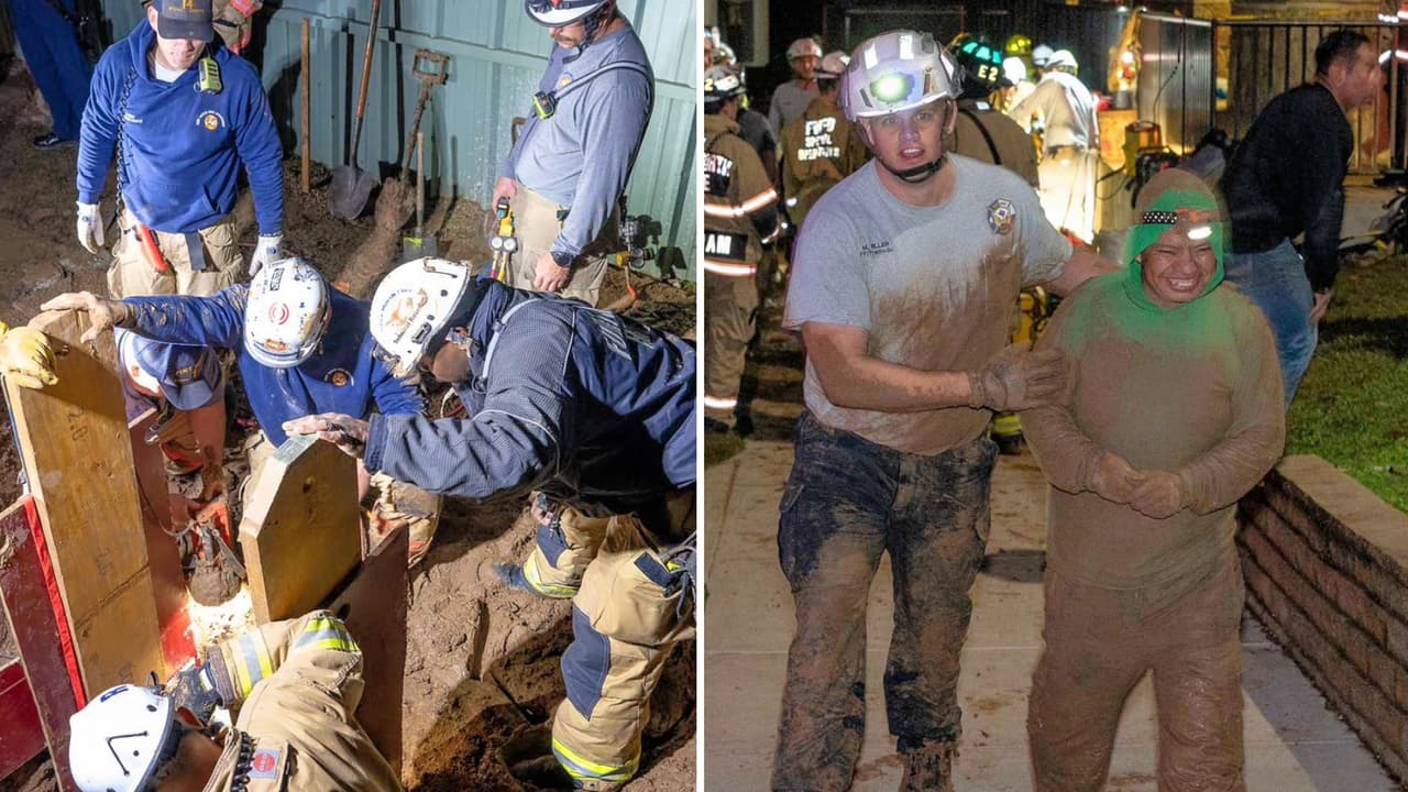 ¡Milagro! Sobreviven dos trabajadores al quedar atrapados mientras reparaban una tubería