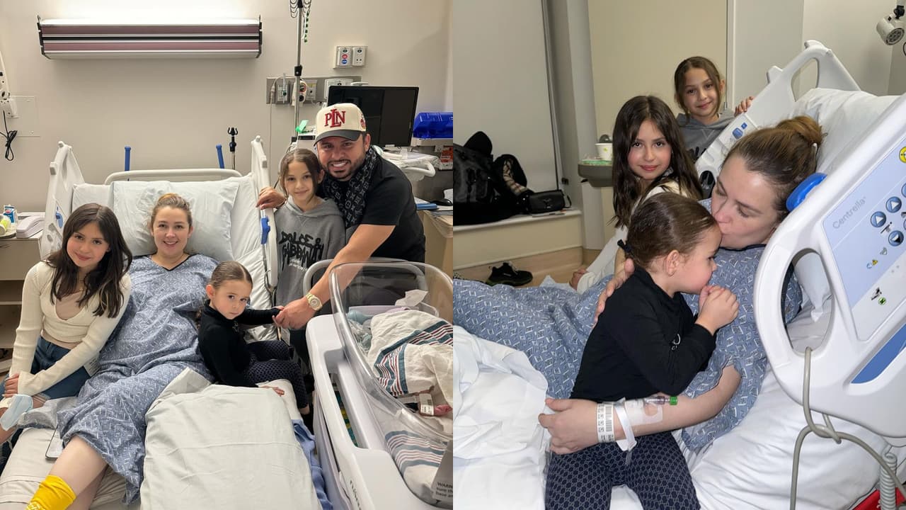 Así fue el encuentro de las tres hijas de Larry Hernández y Kenia Ontiveros con la nueva bebé de la pareja.