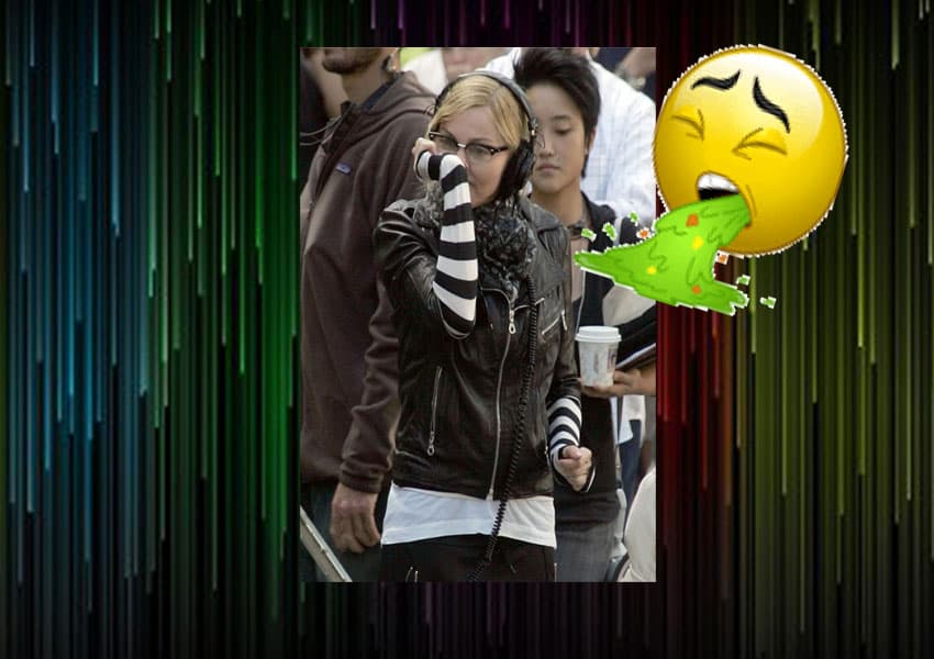 Esa blusa de Madonna cambió de rayada a verde en sólo una pasada por su nariz. ¡Fuchi!