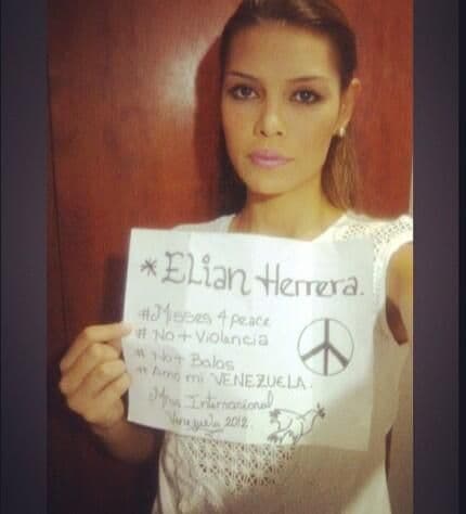 Elian Herrera, Miss Internacional 2012, dijo que amaba a su Venezuela. Fotografía tomada de Twitter.