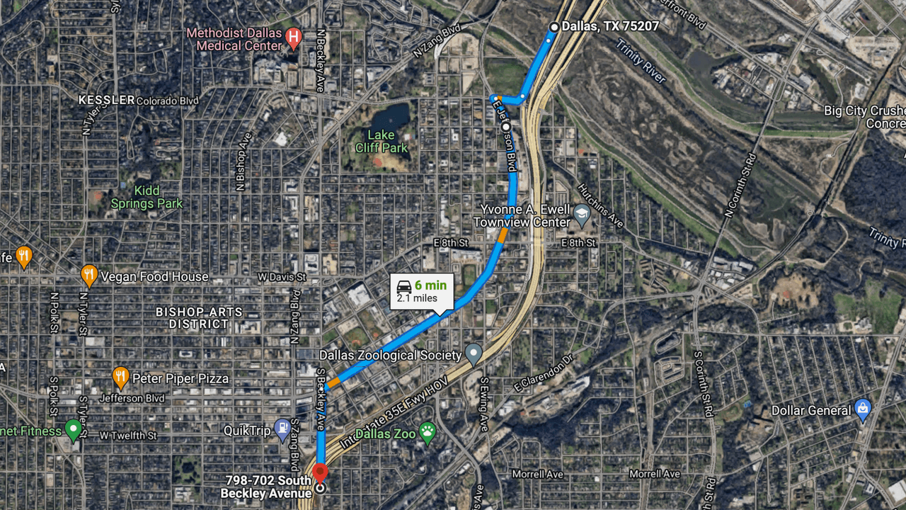 Esta es otra opción de ruta alternativa que puedes usar si quieres ir hacia el sur y no entrar a la I-35.