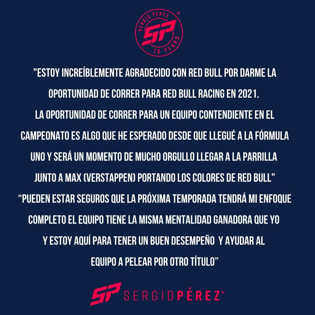 No cesan las felicitaciones para ‘Checo’ Pérez y Red Bull | Grandes personalidades se sumaron a las palabras de aliento para el piloto mexicano y su nueva escudería.