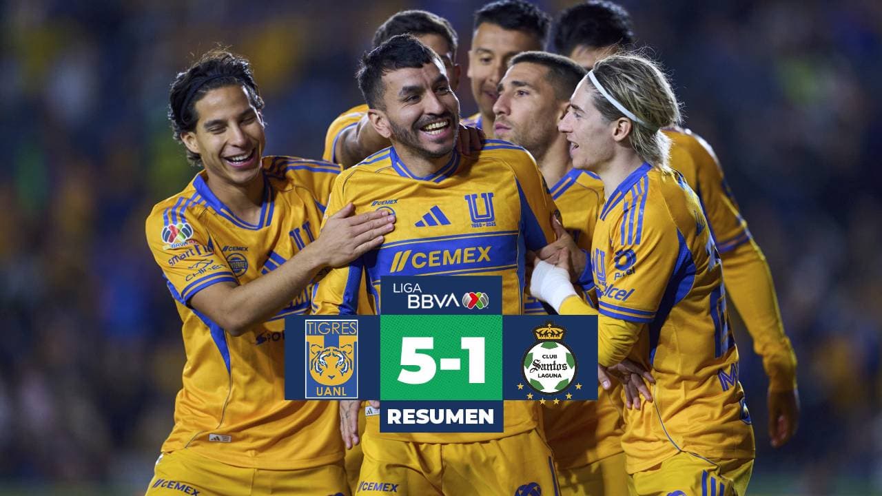 Tigres golea a Santos de la mano de Ángel Correa y Diego Lainez