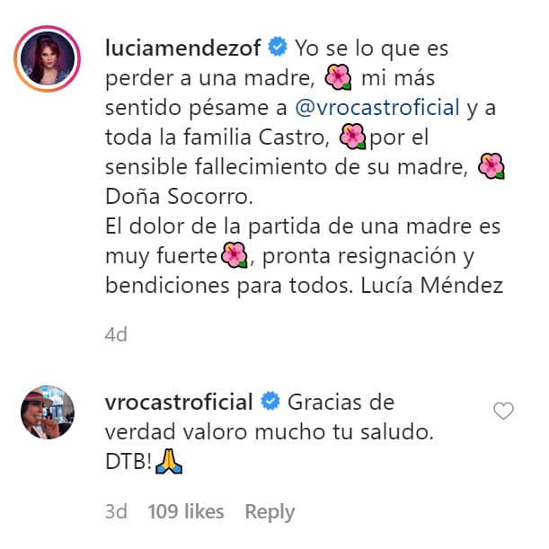<b><a href="https://www.univision.com/famosos/lucia-mendez-olvida-sus-diferencias-con-veronica-castro-y-presume-fotonovela-historica-que-hizo-con-dona-socorro-fotos">Lucía Méndez</a></b>, quien supuestamente es su rival en el plano profesional, le dio sus condolencias a través de las redes sociales, gesto que Verónica agradeció.
<br>