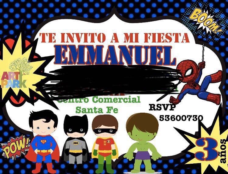 La fiesta, que tuvo temática de superhéroeres, se realizó en un salón de fiestas al oriente de la Ciudad de México.