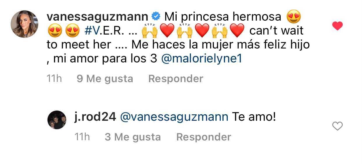 Vannesa Guzmán reaccionó y con este mensaje mostró su emoción ante el hecho de que será abuela en muy poco tiempo: "No puedo esperar para conocerla". 
<br>