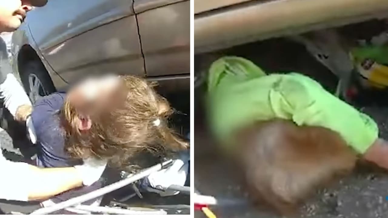 Rescatan a bisabuela y su bisnieta de 3 años tras quedar atrapadas debajo de un carro que las atropelló