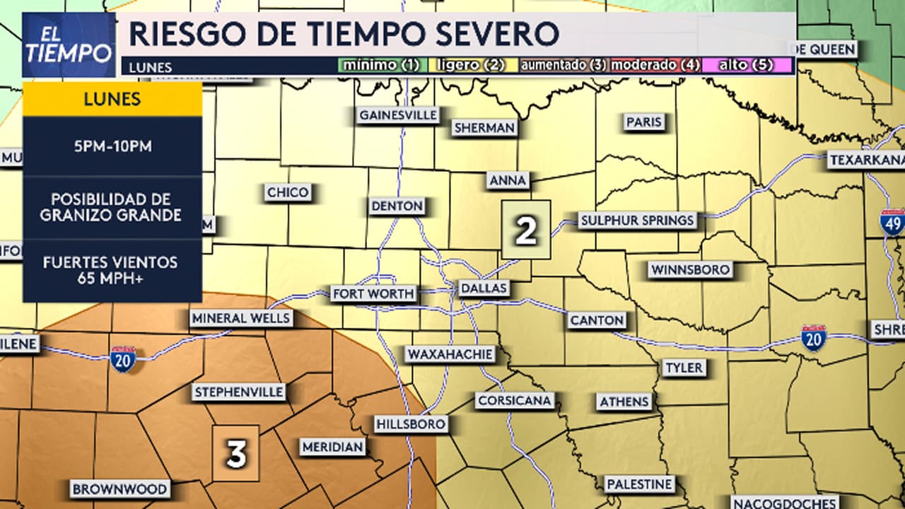 Posibilidad de fuertes tormentas la tarde de este lunes en el norte de Texas