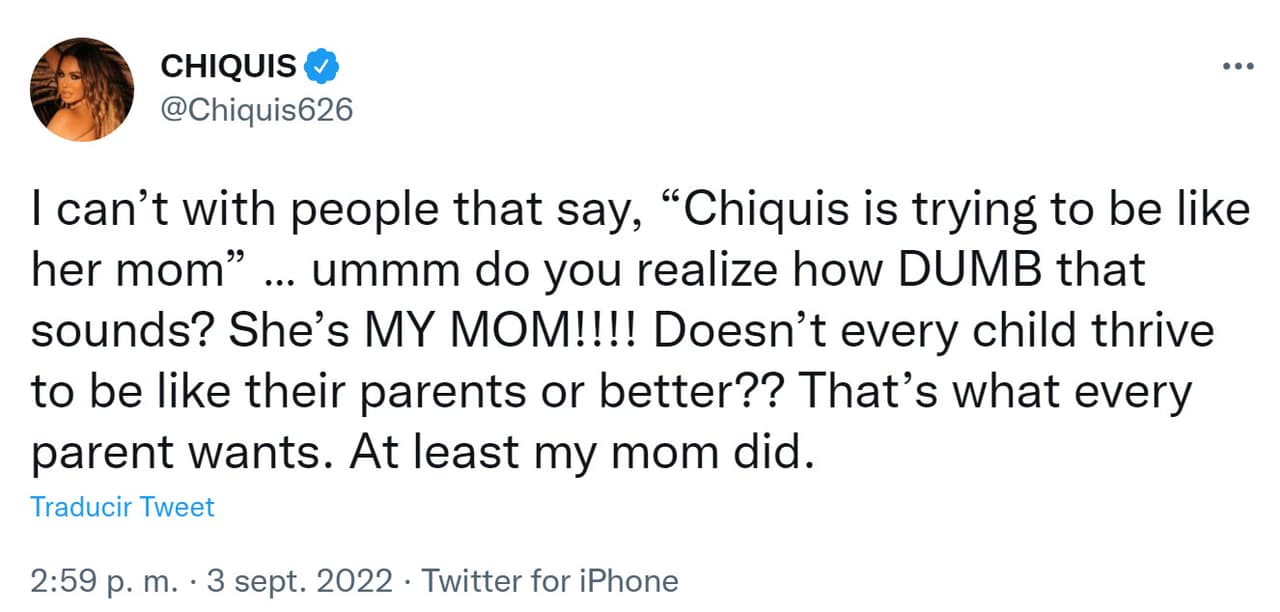 "
<b>¿Te das cuenta de lo tonto que suena?</b> ¡Ella es mi mamá! ¿No todos los niños prosperan para ser como sus padres o mejores? Eso es lo que todo padre quiere. Al menos mi mamá lo hizo", sentenció.
<br>