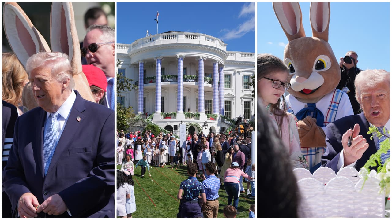Antes de hablar de Irán, Trump recibió en Casa Blanca a familias para buscar huevos de Pascua