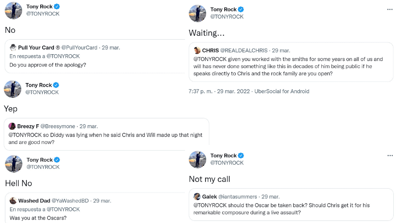 Tony Rocks dice en Twitter que no acepta las disculpas de Will Smith tras agredir a su hermano Chris.