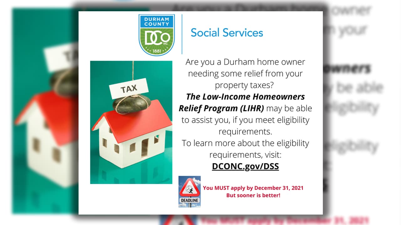 Ofrecen ayuda para pagar los impuestos de propiedad en Durham