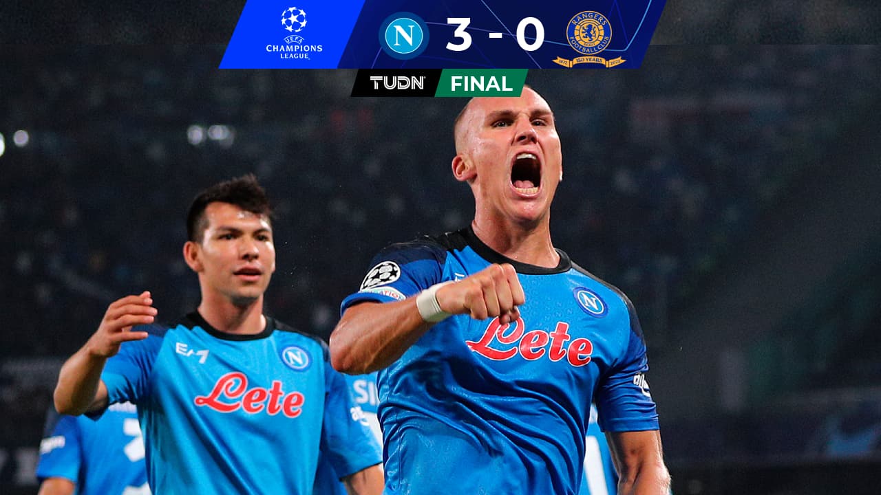 Sin diablura, pero Chucky y Napoli golean al Rangers en Champions