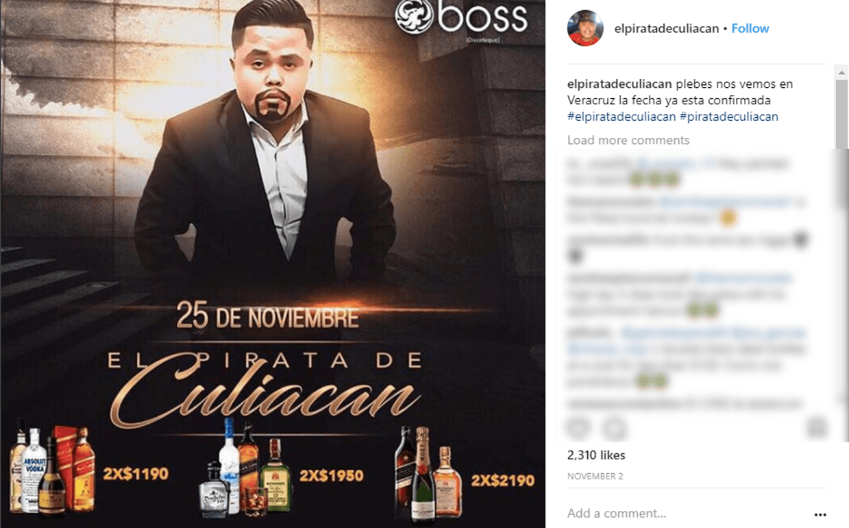 Su imagen se convirtió en reclamo para festejos, pero siempre asociado con las bebidas alcohólicas. Este evento se promocionó para el 25 de noviembre de 2017. En la fotografía se le ve con una barba de chivo, que se pintó para la ocasión. En una entrevista con Pepe Garza fechada el 16 de julio, el joven se reconoció como alcohólico.