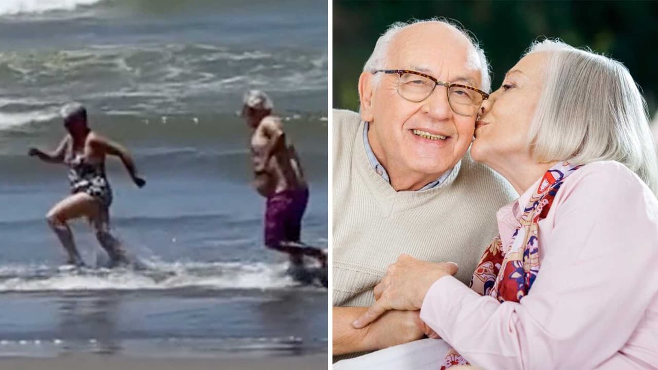Abuelitos se divierten en la playa como adolescentes y les dicen "Quiero un amor como el suyo"