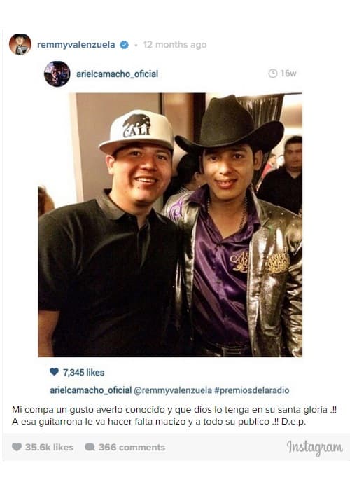 El cantante Remmy Valenzuela también manifestó sus condolencias.