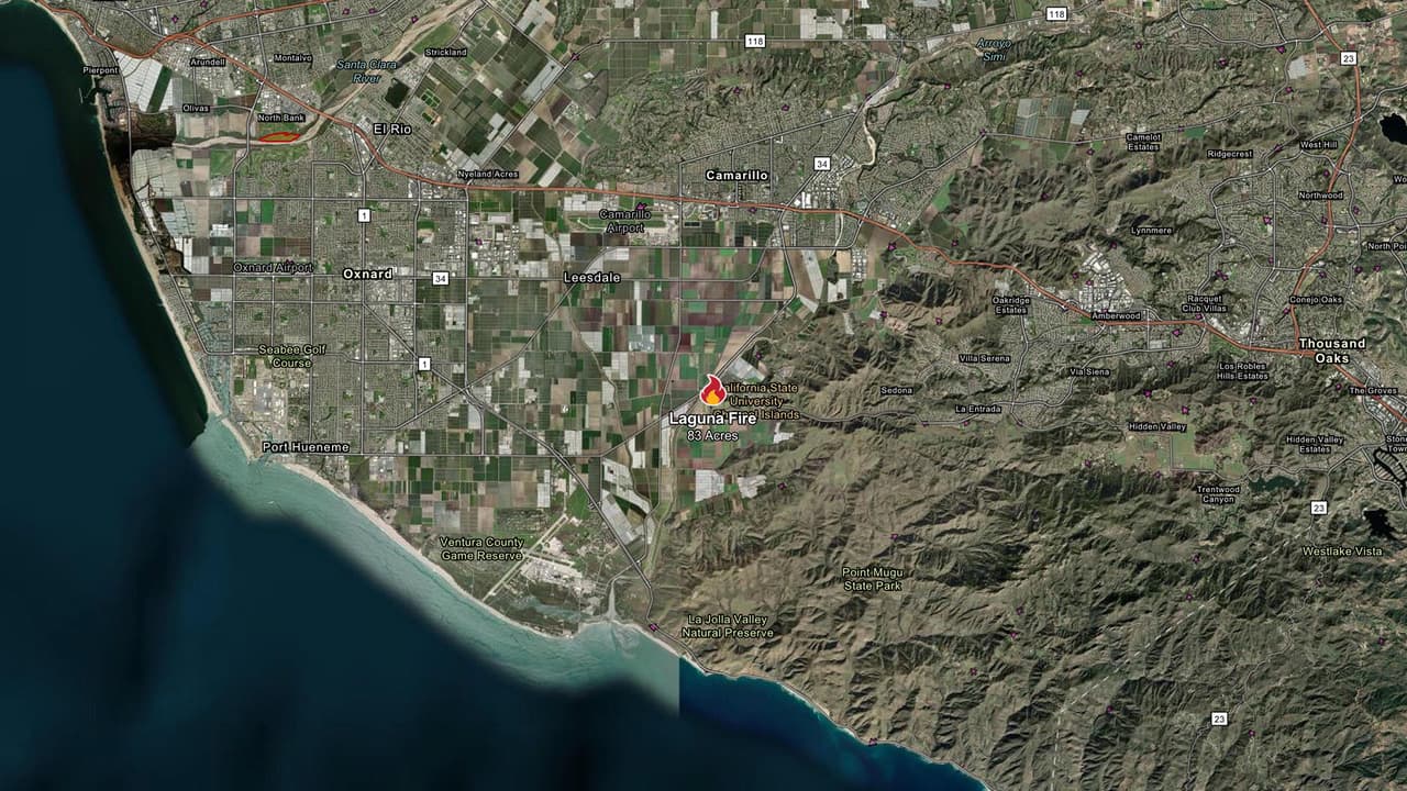 <b>Incendio Laguna</b>
<br>Arde desde el pasado 23 de enero cerca de Laguna Rd y Lewis Rd, Camarillo, en el condado de Ventura, donde ha logrado quemar hasta 
<b>83 acres de terreno</b>, afortunadamente la contención se encuentra en un 98% y no se reportan daños o heridos. Las causas del incendio siguen bajo investigación.