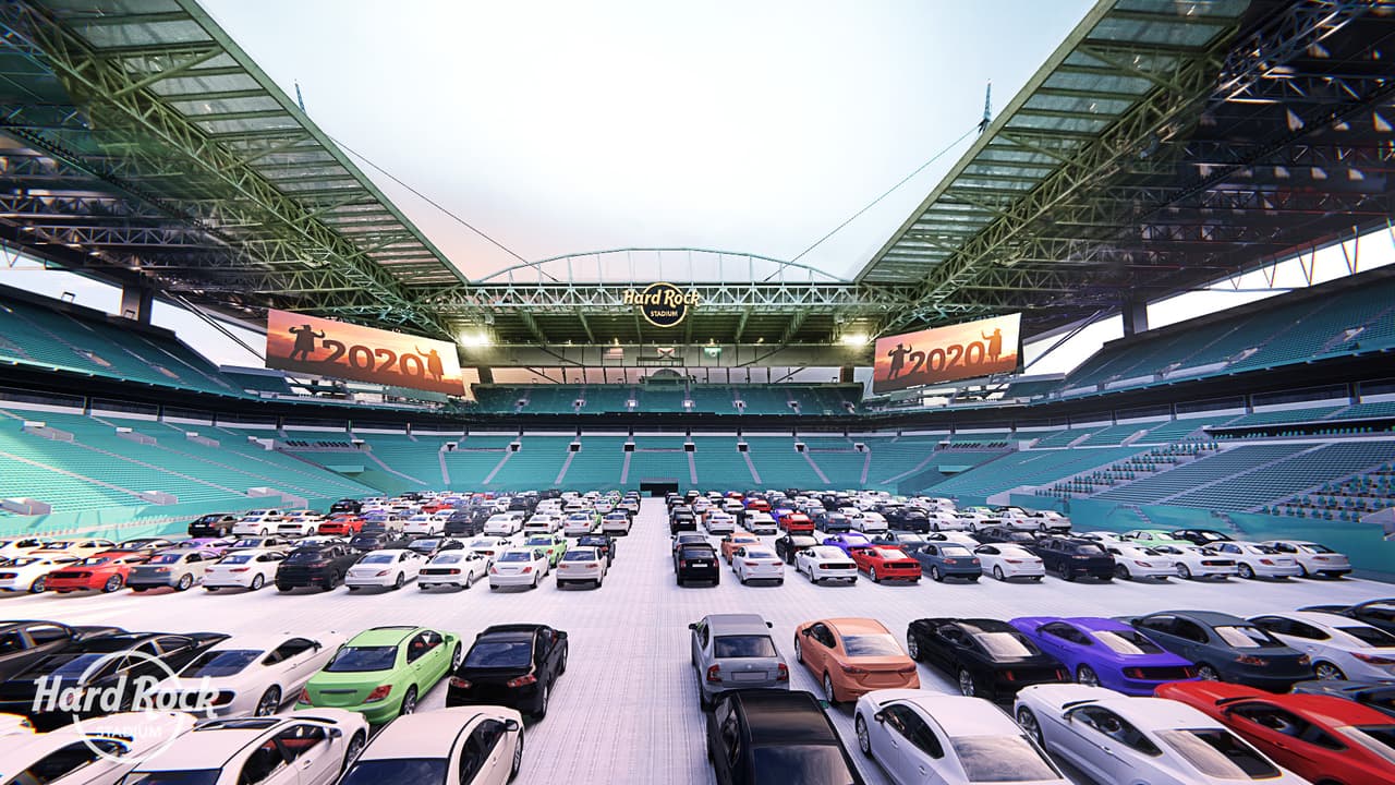 <b>De primer nivel</b>
<br>El Hard Rock Stadium anunció planes para convertir temporalmente el lugar de 63,000 mil asientos en un cine de autocine.