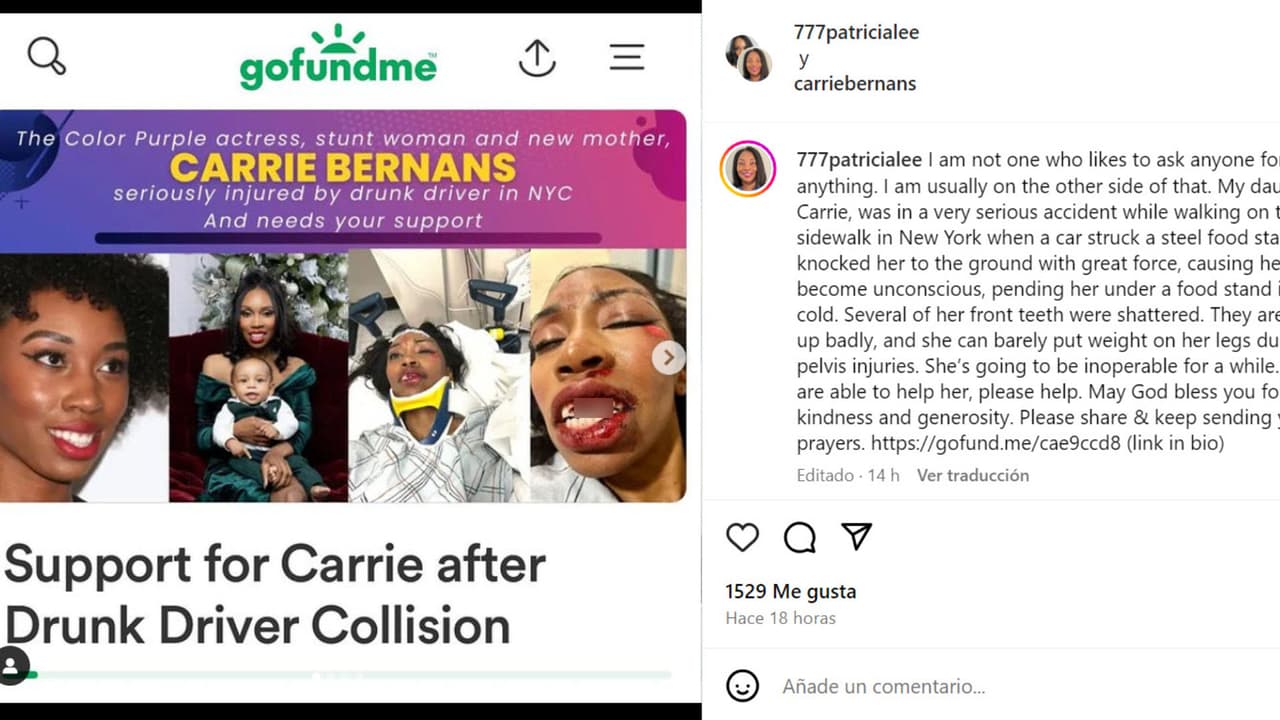La madre de Carrie Bernans pide ayuda a través de GoFundMe para solventar los gastos de hospitalización de su hija.