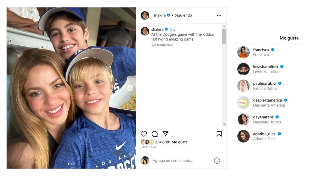 Lewis Hamilton dio 'me gusta' a esta publicación de Shakira.