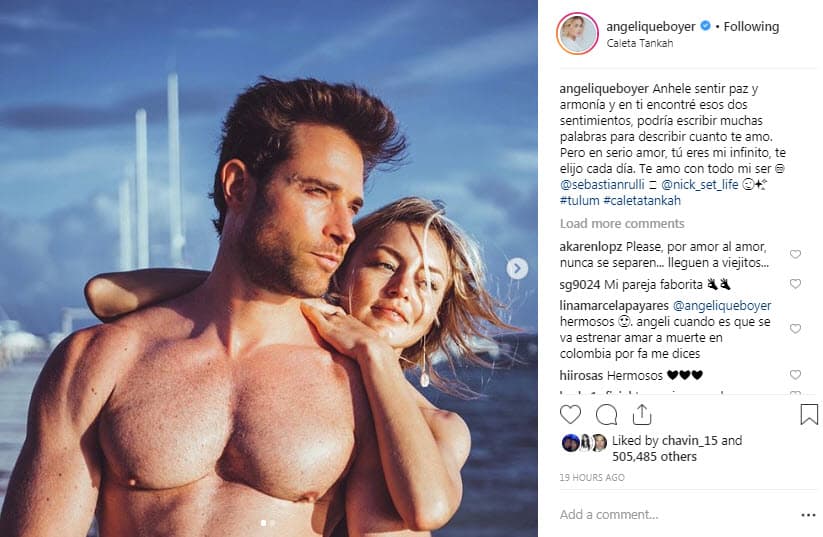 No conforme con estar junto a él, Angelique le dedicó este amoroso mensaje en Instagram.