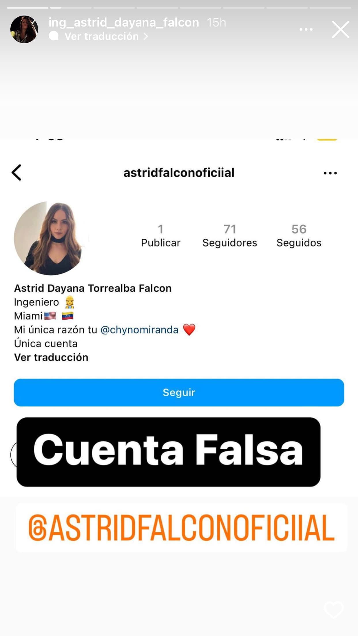 Pero lo que sí hizo fue advertir sobre presuntas cuentas falsas en Instagram bajo su nombre: "
<b>Hay mucho que contarles </b>y no soy yo la persona autorizada para esto, Jesús en algún momento lo va a hacer". 
<br>