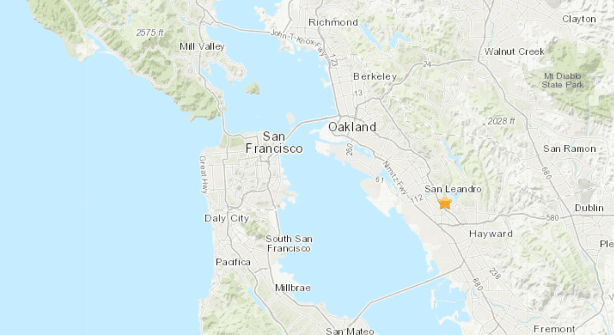 USGS reporta sismos en la zona este de la Bahía de San Francisco