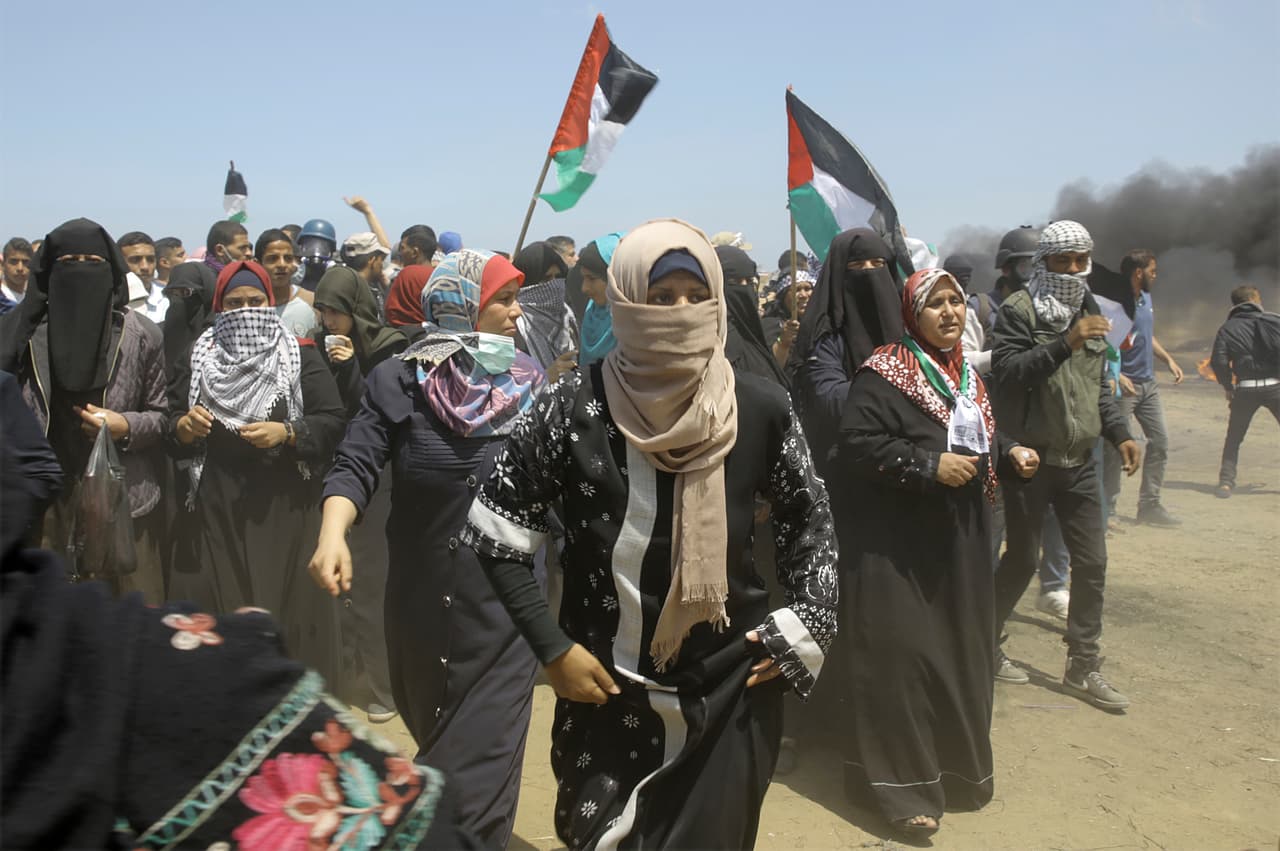 Muchas mujeres participaron en la masiva protesta contra la nueva embajada de EEUU en Jerusalén