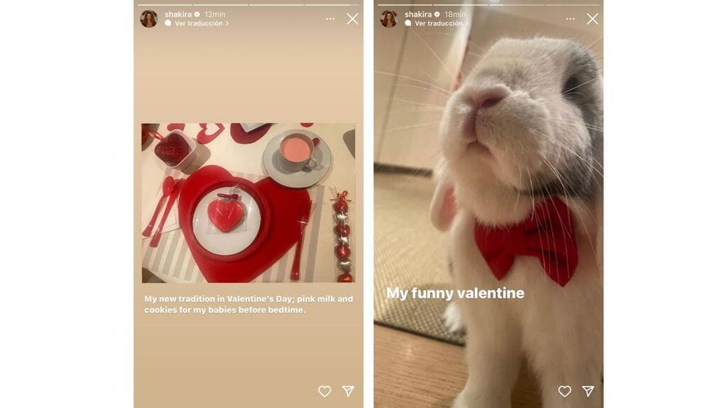 Estas fueron las imágenes que Shakira compartió la noche del Día de San Valentín.