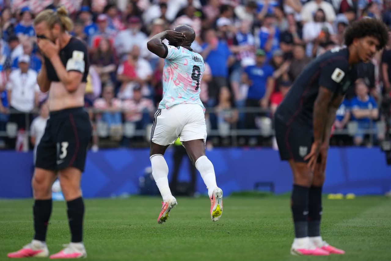 El belga Romelu Lukaku reacciona tras marcar el cuarto gol de su equipo durante el partido de octavos de final de la Copa del Mundo contra Estados Unidos en Seattle, el lunes 6 de julio de 2026.
