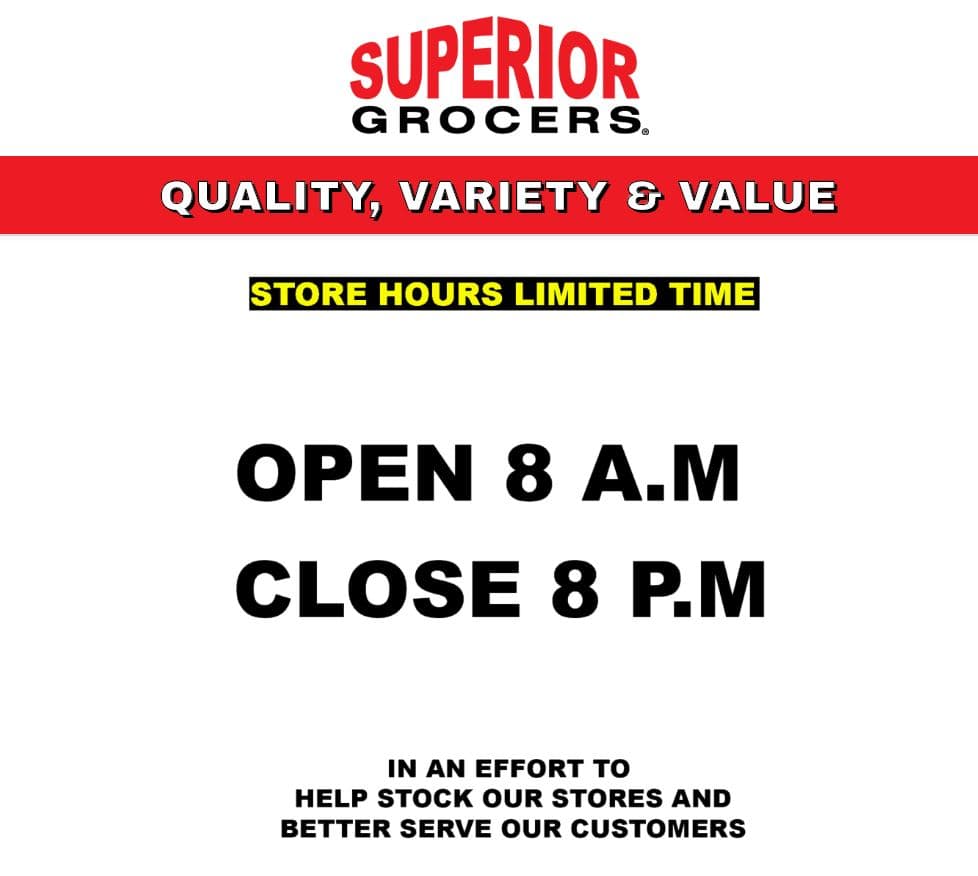 Otro supermercado muy popular entre la comunidad hispana, Superior Grosers, anuncio su nuevo horario temporal del 8 am a 8 pm.