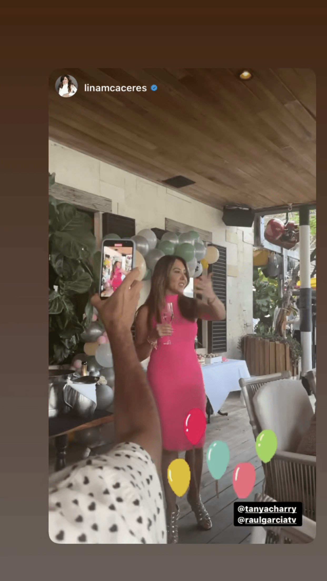 Tanya Charry eligió este vestido en potente rosa: "Muchos vinieron de otros países, de otros lugares. Se los agradezco muchísimo", dijo en unas palabras que dio para brindar ante todos los invitados. 
<br>