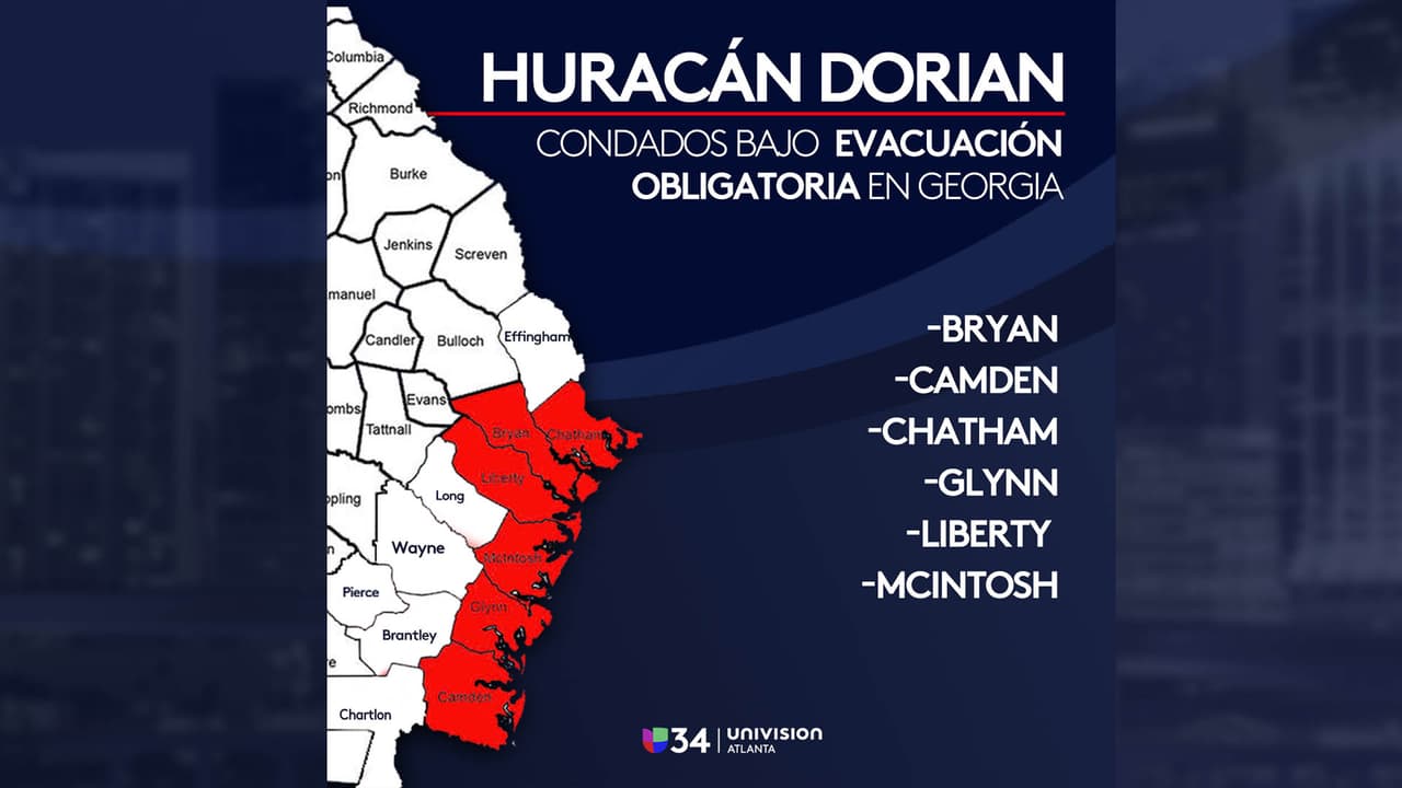 Inician evacuaciones en la costa de Georgia y estos son los condados afectados