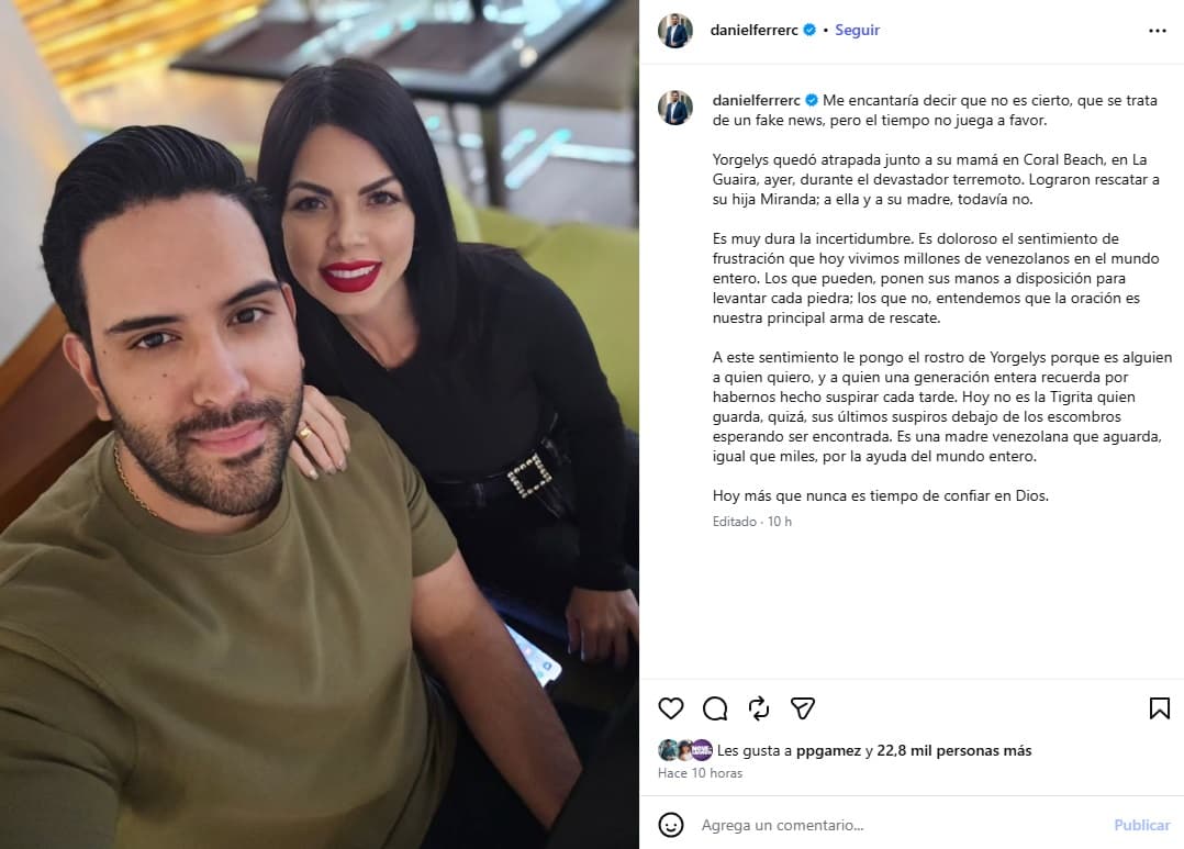 Actriz Yorgelis Delgado quedó atrapada, junto con su mamá, tras el derrumbe de un edificio.