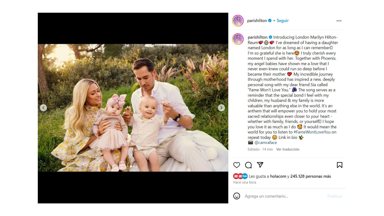 Paris Hilton y su esposo, Carter Reum, junto a sus dos hijos: Phoenix y London.