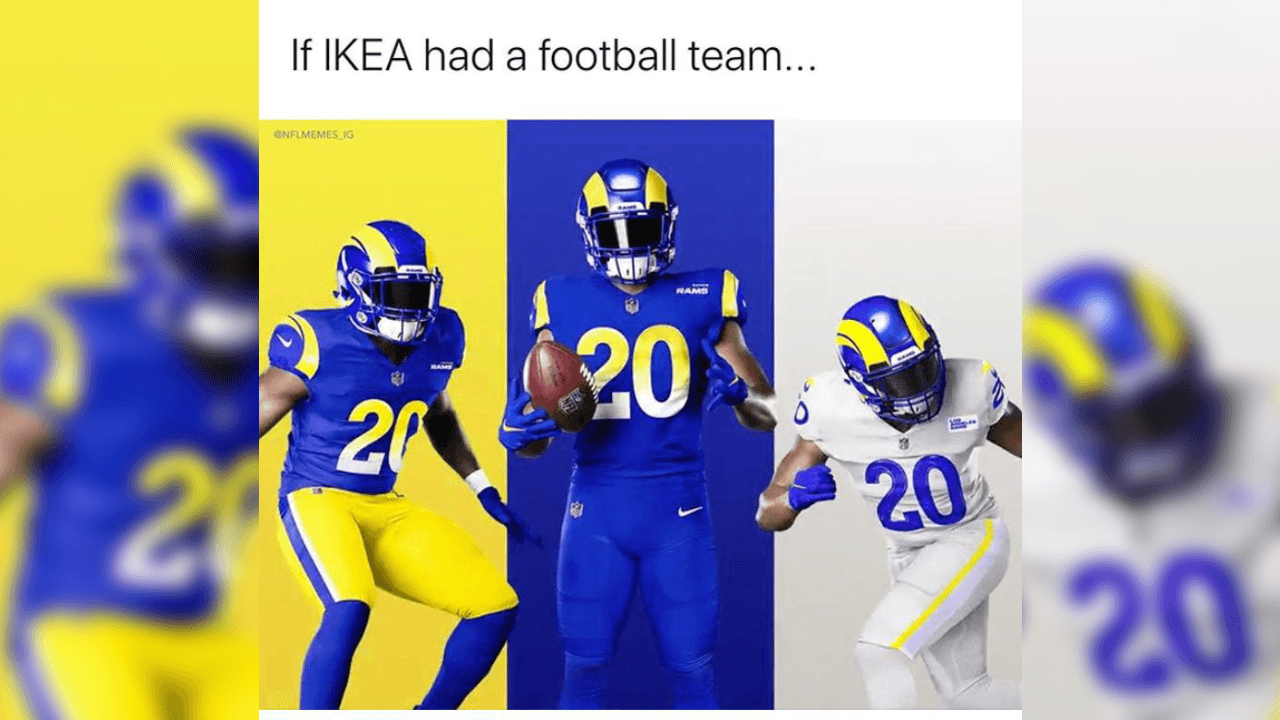 El uniforme de Los Angeles Rams causó diversión en las redes sociales.