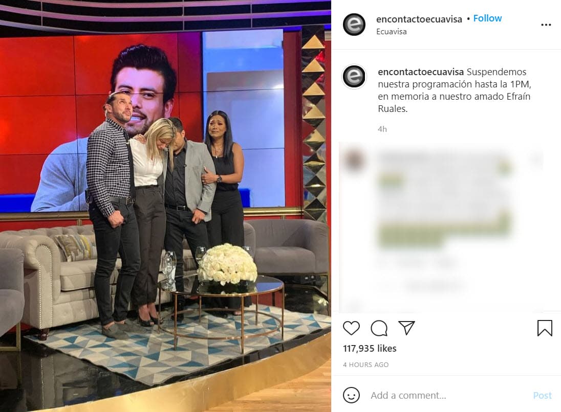 Durante 10 años fue conductor del programa de revista 'En contacto' de la cadena Ecuavisa, que esta mañana le rindió un homenaje al darse a conocer la noticia de su muerte.
<br>