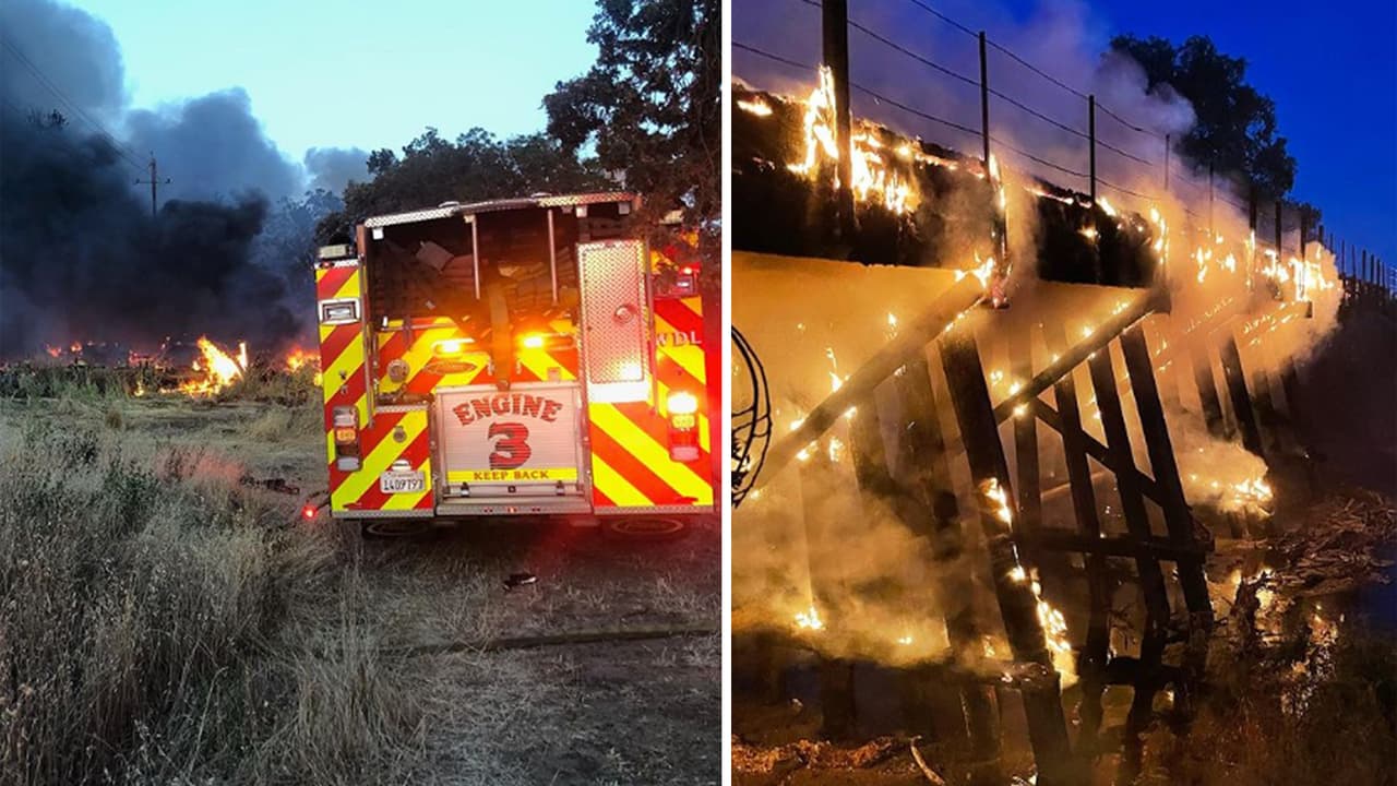 Así fue como un intenso incendio casi destruye un puente de ferrocarril en Yolo