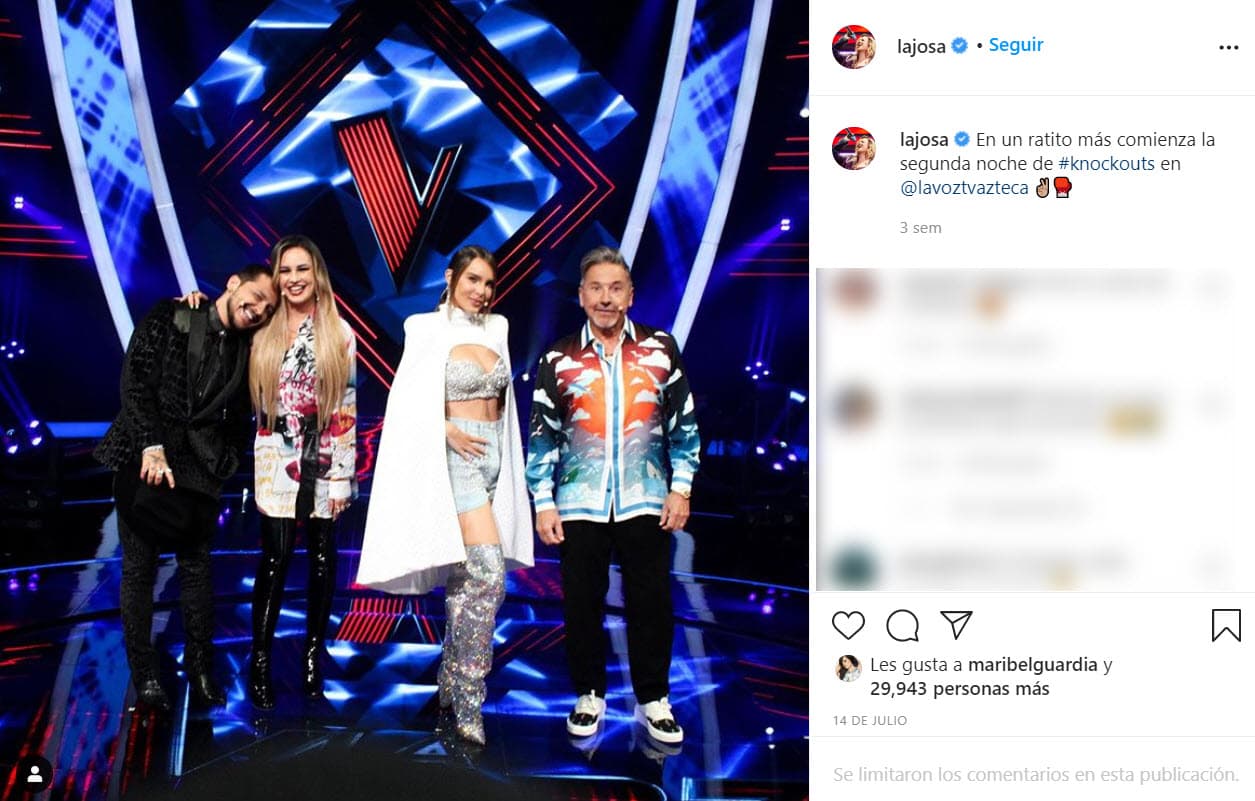 Durante el 2019 y 2020 la cantante se desempeñó como juez en las dos últimas temporadas del reality show 'La voz México'.