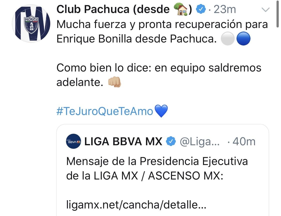 Mensajes de aliento de los clubes del futbol mexicano, tras el positivo de Enrique Bonilla en COVID-19.