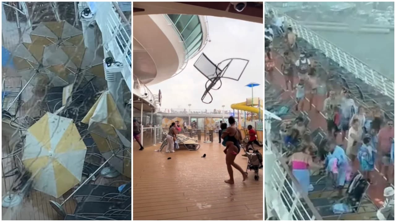 Tormenta causa caos en crucero, usuarios captan en videos objetos volando por la cubierta