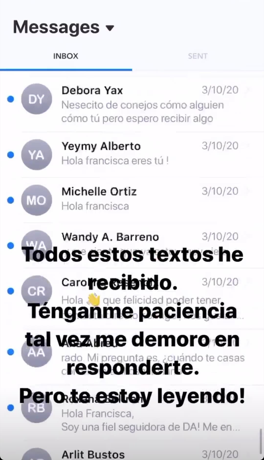 Esta nueva forma de comunicación con sus fans ha sido muy satisfactorio para ella durante esta cuarentena, y aunque tarde en responder les asegura que los está leyendo.
