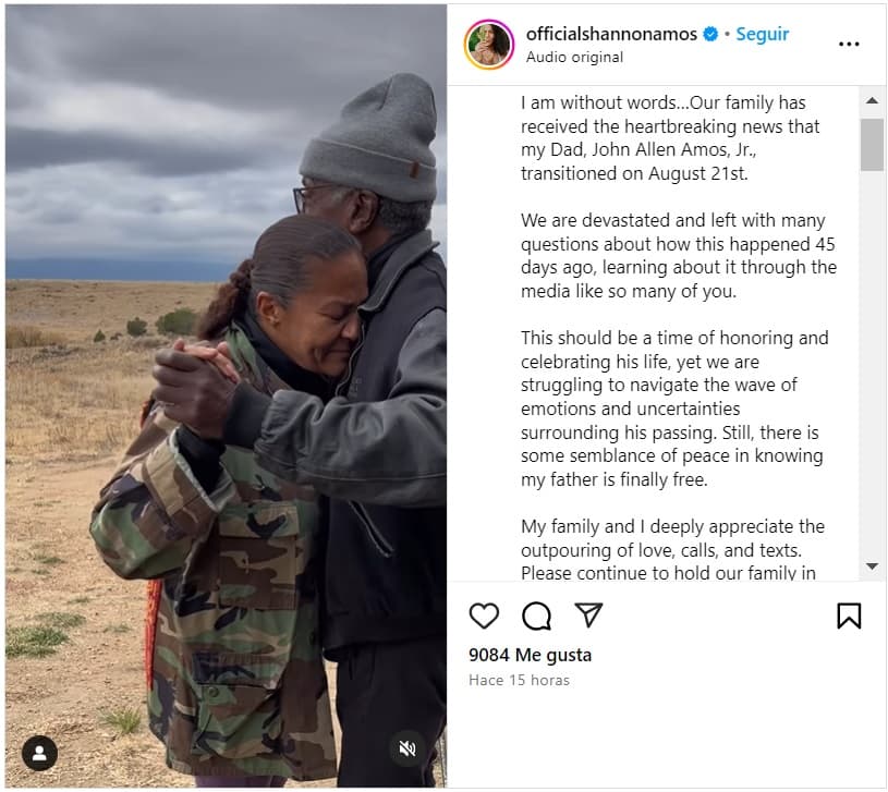 Shannon Amos, hija de John Amos, reveló que desconocía que él murió hace más de un mes.