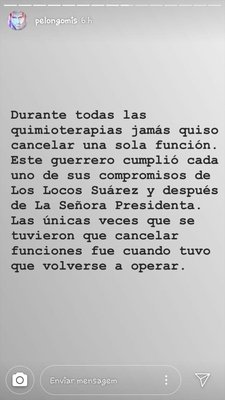 En la serie de publicaciones hechas por Suárez Gomís, el actor hizo evidente la fortaleza que ha mostrado su famoso padre, desde que inició el tratamiento contra el cáncer de vejiga.
