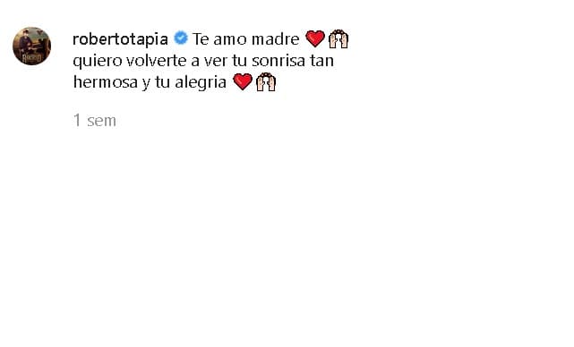 Ante esta situación, Tapia 
<b><a href="https://www.univision.com/shows/el-gordo-y-la-flaca/roberto-tapia-confiesa-lo-dificil-que-ha-sido-el-ano-nuevo-tras-el-derrame-cerebral-que-sufrio-su-madre-video" target="_blank">pasó las fiestas navideñas</a></b> en el hospital al lado de su madre. El pasado 1 enero público en Instagram: "Te amo madre, quiero 
<b><a href="https://www.instagram.com/p/B6zgBFJAZI0/" target="_blank">volverte a ver tu sonrisa</a></b> tan hermosa y tu alegría". 
<br>