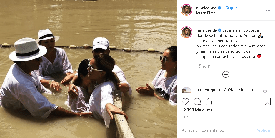 El pasado junio, Ninel Conde también estuvo ahí: "Estar en el río Jordán, donde se bautizó 'Nuestro Amado' 
<b><a href="https://www.univision.com/famosos/mi-jesus-hermoso-camino-sobre-estas-aguas-ninel-conde-regresa-a-israel-mas-espiritual-que-nunca-video" target="_blank">es una experiencia inexplicable</a></b>. Regresar aquí con todos mis hermosos y familia es una bendición que comparto con ustedes", escribió en 
<b><a href="https://www.instagram.com/p/Byqda15hvEW/" target="_blank">Instagram</a></b>.