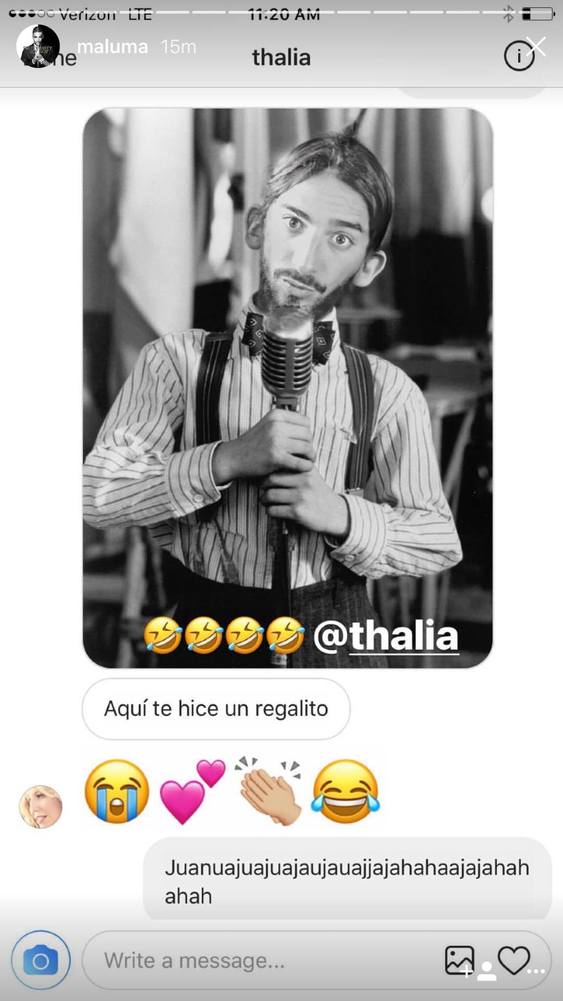 Maluma recibió este mensaje al medio día del 18 de agosto de 2017 y lo subió a su Instagram Stories.